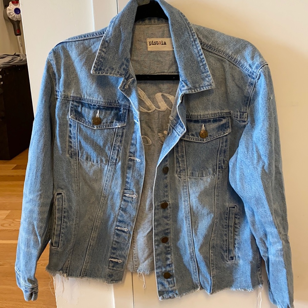 Lightly Distressed Light Wash Denim Jacket